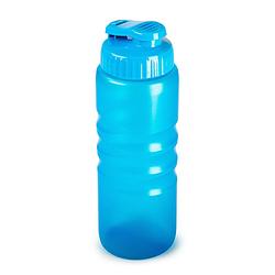 Foto van Plasticforte drinkfles/waterfles/bidon - 650 ml - transparant/blauw - kunststof - drinkflessen