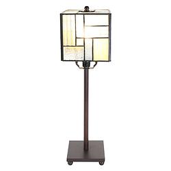 Foto van Haes deco - tiffany tafellamp bruin, beige, wit 13x13x28 cm fitting e14 / lamp max 1x25w