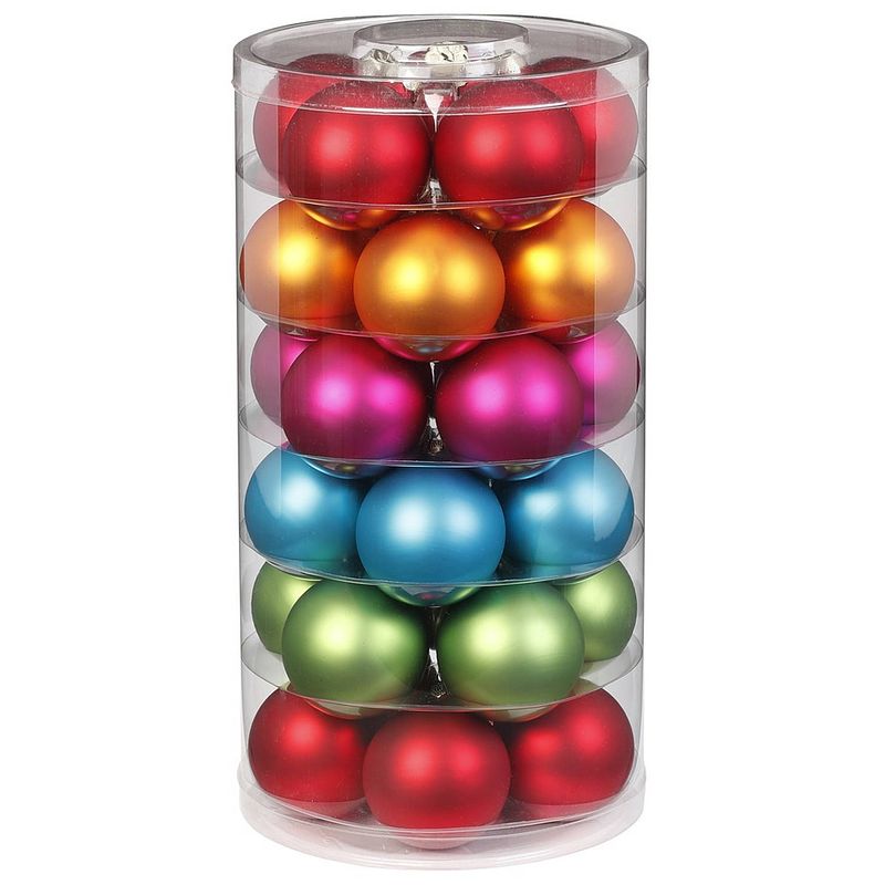 Foto van 30x stuks glazen kerstballen gekleurd 6 cm glans en mat - kerstbal