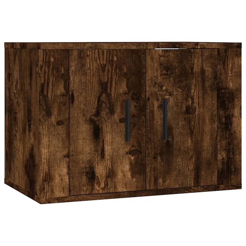 Foto van The living store televisiewandmeubel - - 57 x 34.5 x 40 cm - gerookt eiken