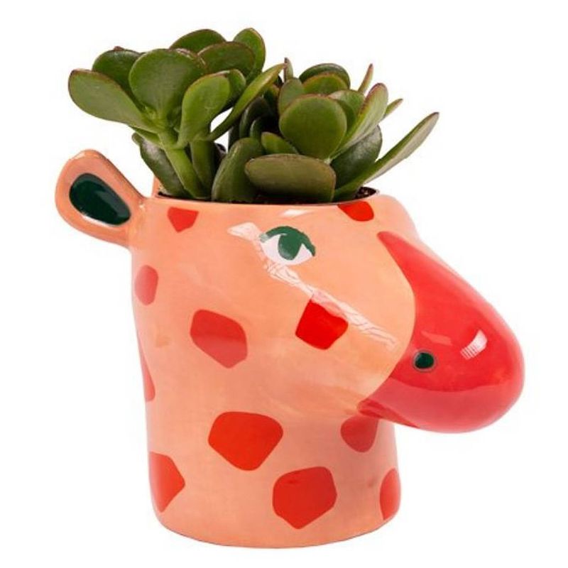 Foto van Fizz creations bloempot giraffe 8 cm keramiek rood