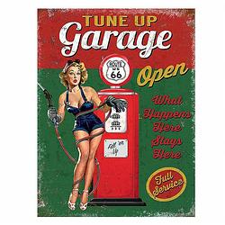 Foto van Clayre & eef tekstbord 25x33 cm groen ijzer benzinepomp garage wandbord groen wandbord