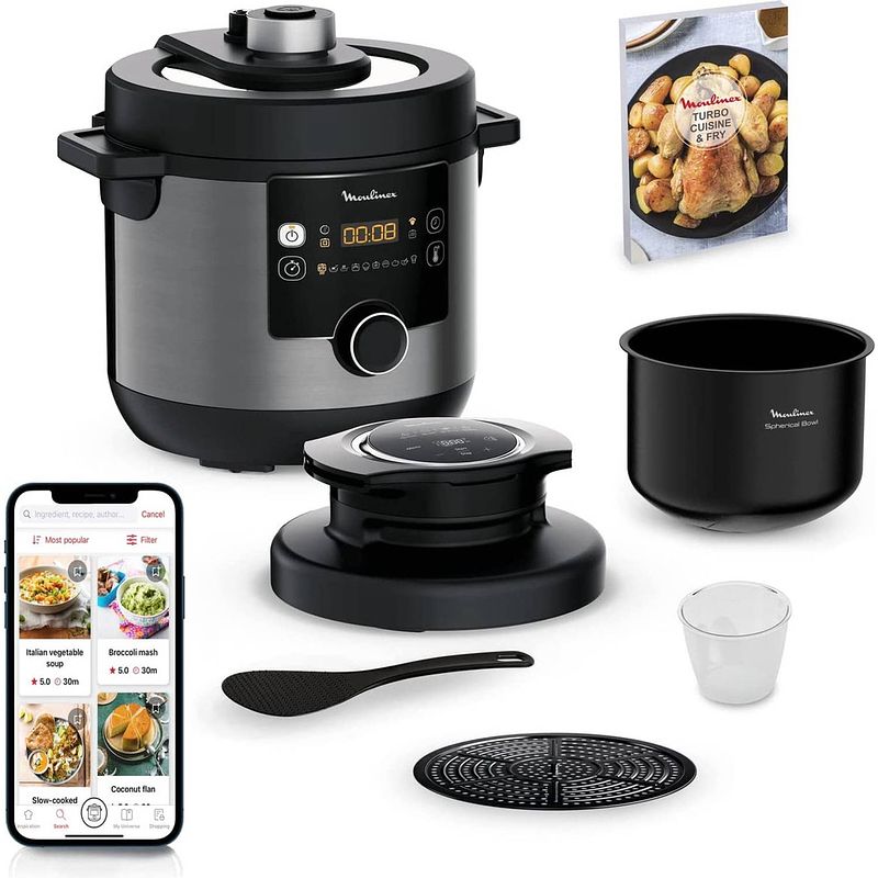 Foto van Moulinex cuisine & fry ce778810 - multicooker - kookpan 7.6 liter - 1.45 kw - zwart