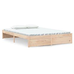 Foto van The living store bedframe massief grenenhout - 205.5 x 145.5 x 31 cm - multiplex lattenbodem - onbehandeld