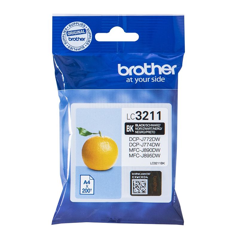 Foto van Brother inktcartridge zwart, 200 pagina's - oem: lc-3211bk