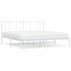 Foto van Vidaxl bedframe met hoofdbord metaal wit 200x200 cm