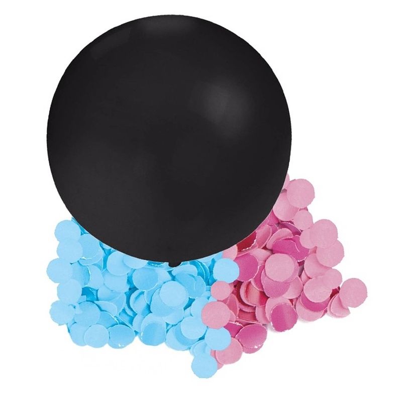 Foto van Gender reveal ballon inclusief roze en blauwe confetti 60 cm - ballonnen