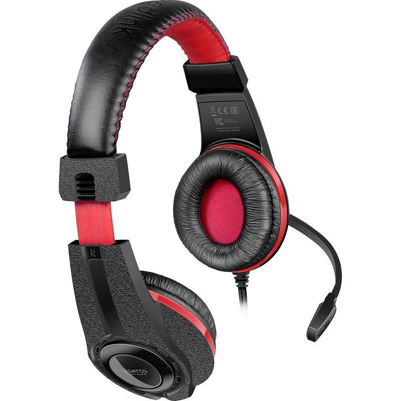 Foto van Speedlink legatos over ear headset kabel gamen stereo zwart, rood afstandsbediening, volumeregeling, vouwbaar