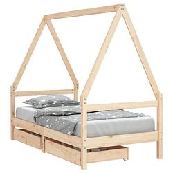 Foto van Vidaxl kinderbedframe met lades 80x160 cm massief grenenhout