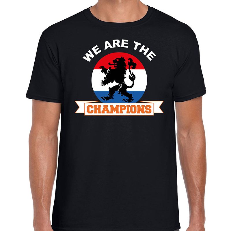 Foto van Zwart fan shirt / kleding holland we are the champions ek/ wk voor heren 2xl - feestshirts