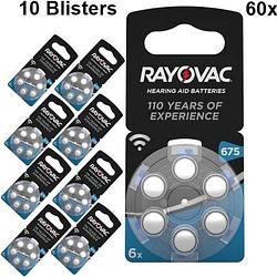 Foto van 60 stuks (10 blisters a 6st) - rayovac akoestische ha675 / 675 / pr44 / zl1 640 mah 1.4v gehoorapparaat batterij