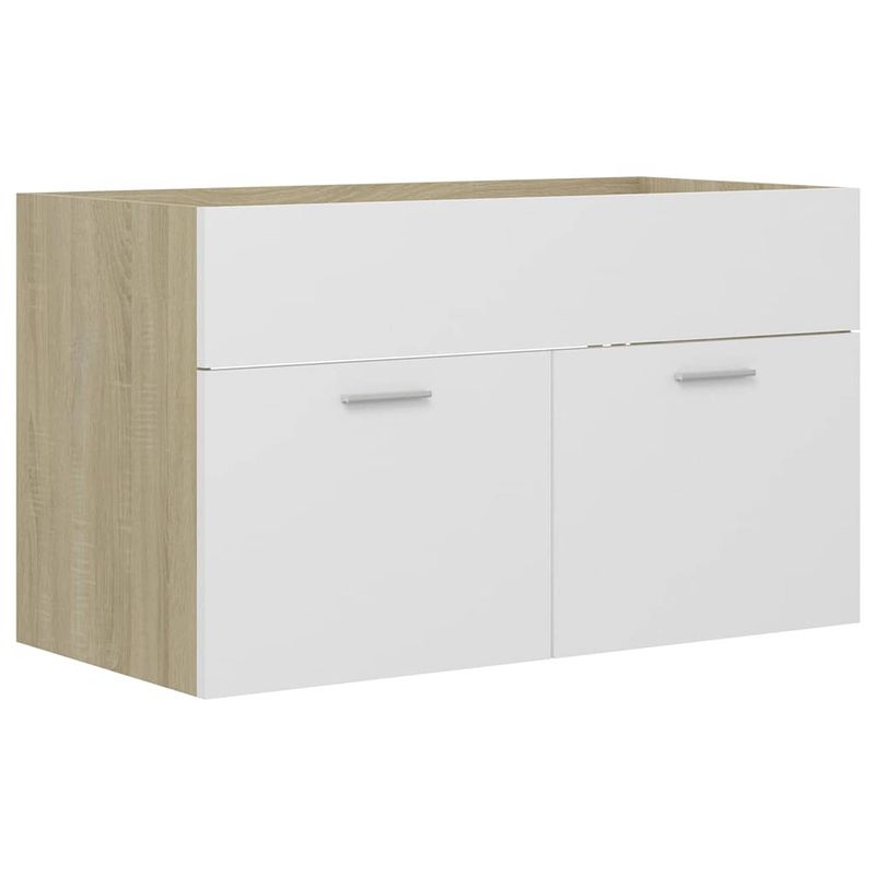 Foto van The living store gootsteenkast - badkameropbergkast - 80x38.5x46 cm - wit en sonoma eiken