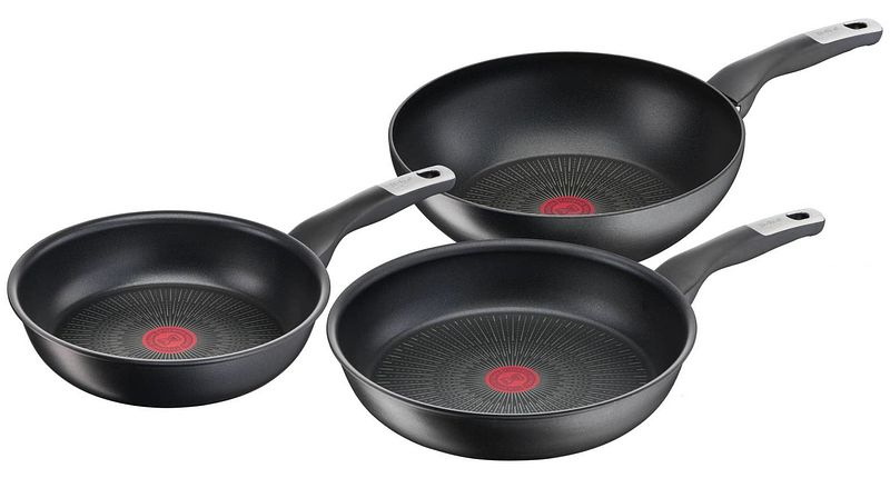 Foto van Tefal g25591 koekenpannen set 24/28cm + wokpan 28 unlimited gekhi pan