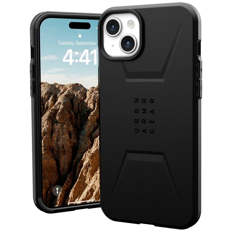 Foto van Urban armor gear civilian magsafe backcover apple iphone 15 plus zwart