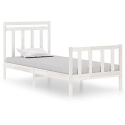 Foto van Vidaxl bedframe massief hout wit 90x190 cm 3ft single