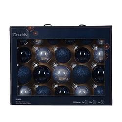 Foto van Decoris - kerstbal glas d7 cm blauw ass 21st kerst