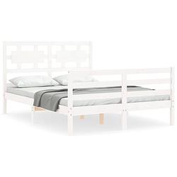 Foto van The living store bed - massief grenenhout - 195.5 x 145.5 x 100 cm - wit