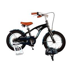 Foto van Volare kinderfiets miracle cruiser - 14 inch - mat blauw - met fietshelm & accessoires