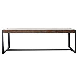 Foto van Giga meubel industriële eettafel - metaal & hout - 10cm dik blad - 240x100x79cm - tafel