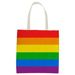 Foto van 1x polyester boodschappen tasje regenboogkleuren/pride vlag 30 x 40 cm - boodschappentassen