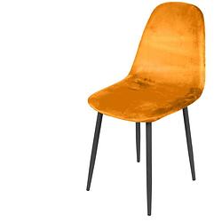 Foto van Urban living - set van 4 eetkamerstoelen - velours/fluweel - geel