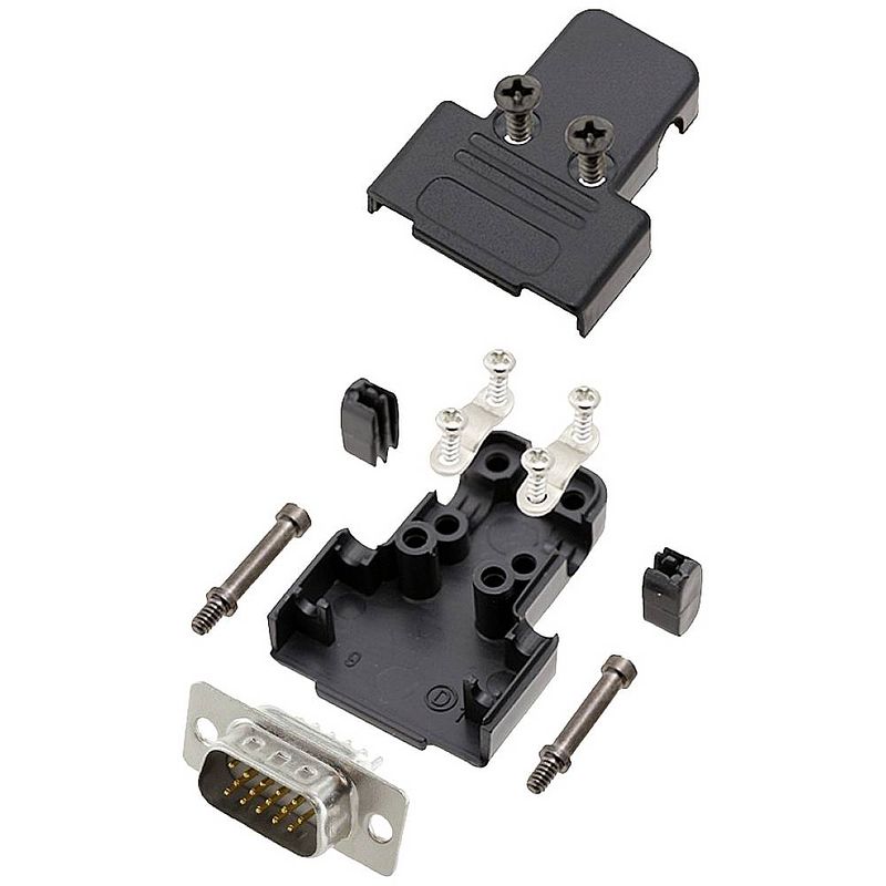 Foto van Encitech tri-p-09-hdp15-w-k 6355-8068-01 d-sub male connectorset 180 ° aantal polen: 15 soldeerkelk 1 stuk(s)