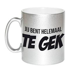 Foto van Jij bent helemaal te gek mok / beker zilveren cadeau collega 330 ml - feest mokken