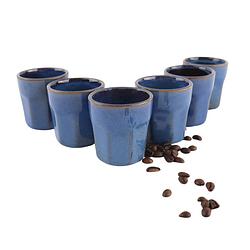 Foto van Otix espresso kopjes - zonder oor - set van 6 - aardewerk - 80 ml - mokken - koffiekopjes - bluett