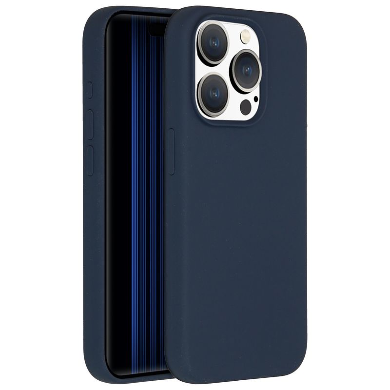 Foto van Accezz liquid silicone backcover iphone 15 pro telefoonhoesje blauw