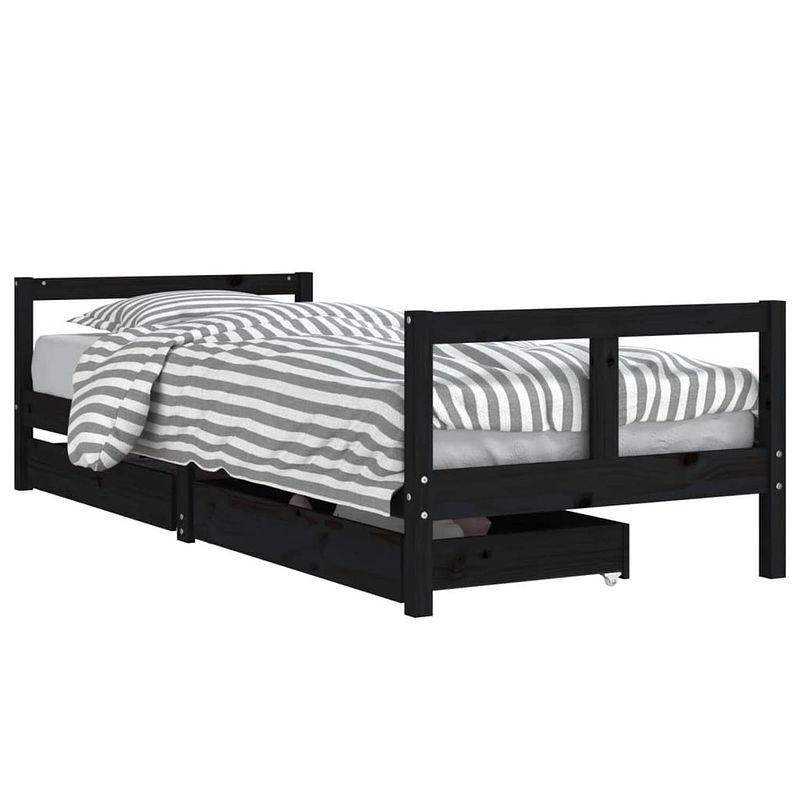 Foto van Vidaxl kinderbedframe 80x200 cm massief grenenhout zwart