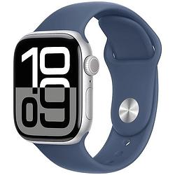 Foto van Apple watch series 10 gps 46mm aluminium case met denim sport band - m/l smartwatch zilver