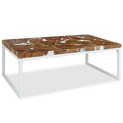 Foto van The living store salontafel rustieke charme - teakhout met hars - 110x60x40 cm - handgemaakt