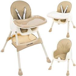 Foto van Kruzzel 3 in 1 kinderstoel met 5 punts veiligheidsgordel - feeding chair - beige