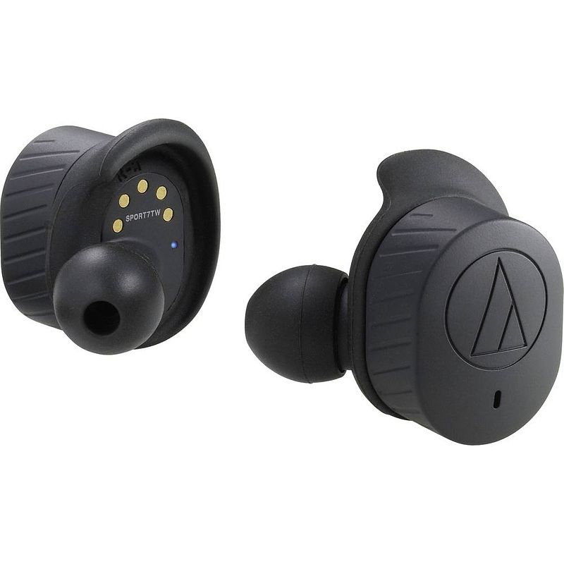 Foto van Audio technica ath-sport7tw in ear oordopjes bluetooth sport zwart volumeregeling, bestand tegen zweet, touchbesturing