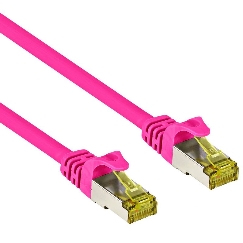 Foto van Cat 7 - s/ftp - netwerkkabel - patchkabel - afgeschermd - 10 gbps - 30 meter - roze - allteq