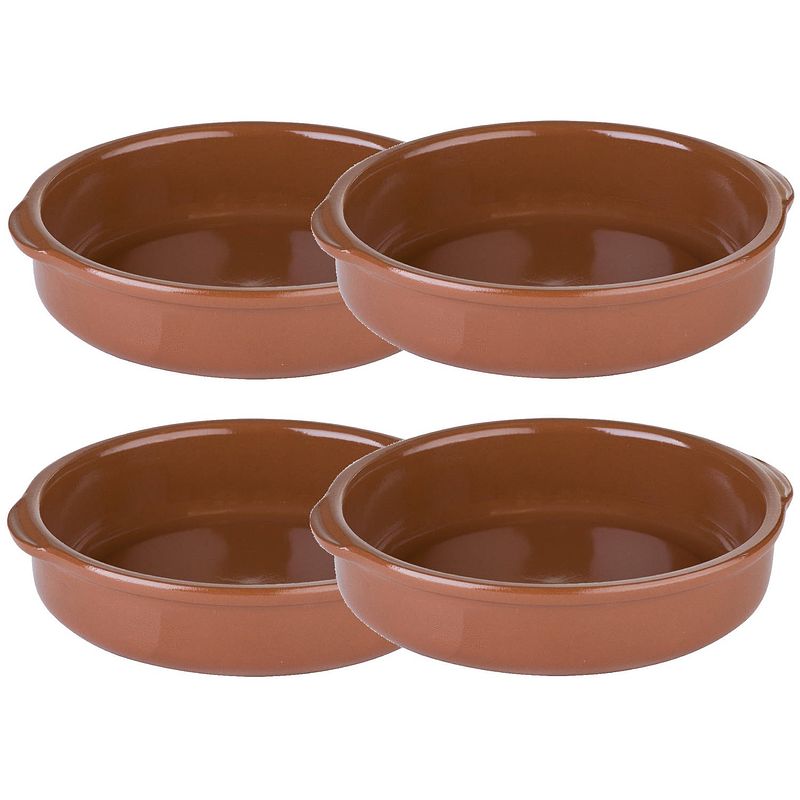 Foto van 4x ovenschalen/tapasschalen terracotta 20 cm van aardewerk - ovenschalen