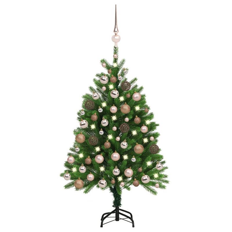 Foto van Vidaxl kunstkerstboom met led's en kerstballen 120 cm groen