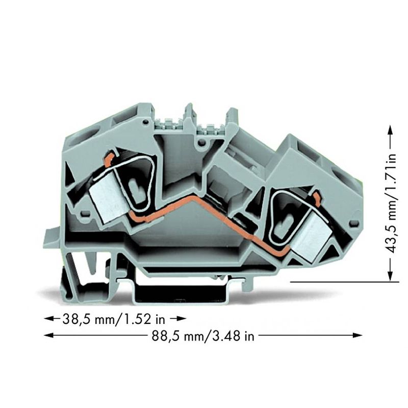 Foto van Wago 783-601 doorgangsklem 12 mm spanveer toewijzing: l grijs 25 stuk(s)