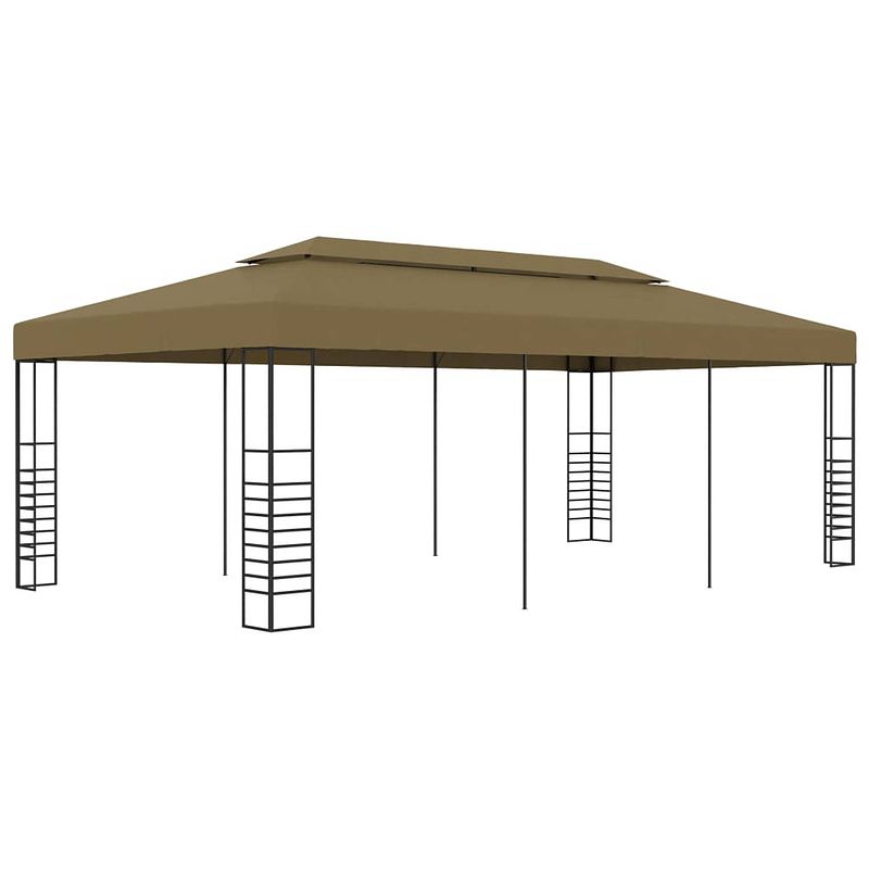 Foto van Vidaxl prieel 180 g/m² 6x3x2,7 m taupe