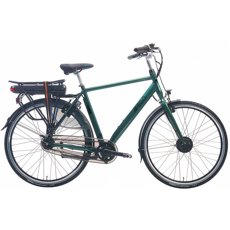 Foto van Amigo elektrische stadsfiets e-vibe s2 28 inch 57 cm heren 7v v-brakes donkergroen