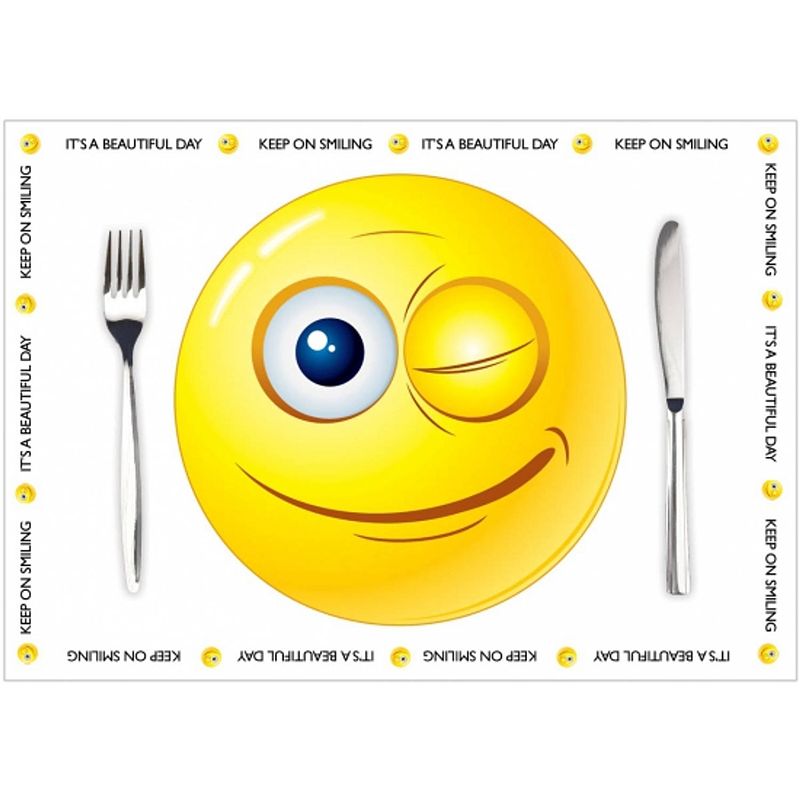 Foto van 10 smiley thema placemats van papier - placemats