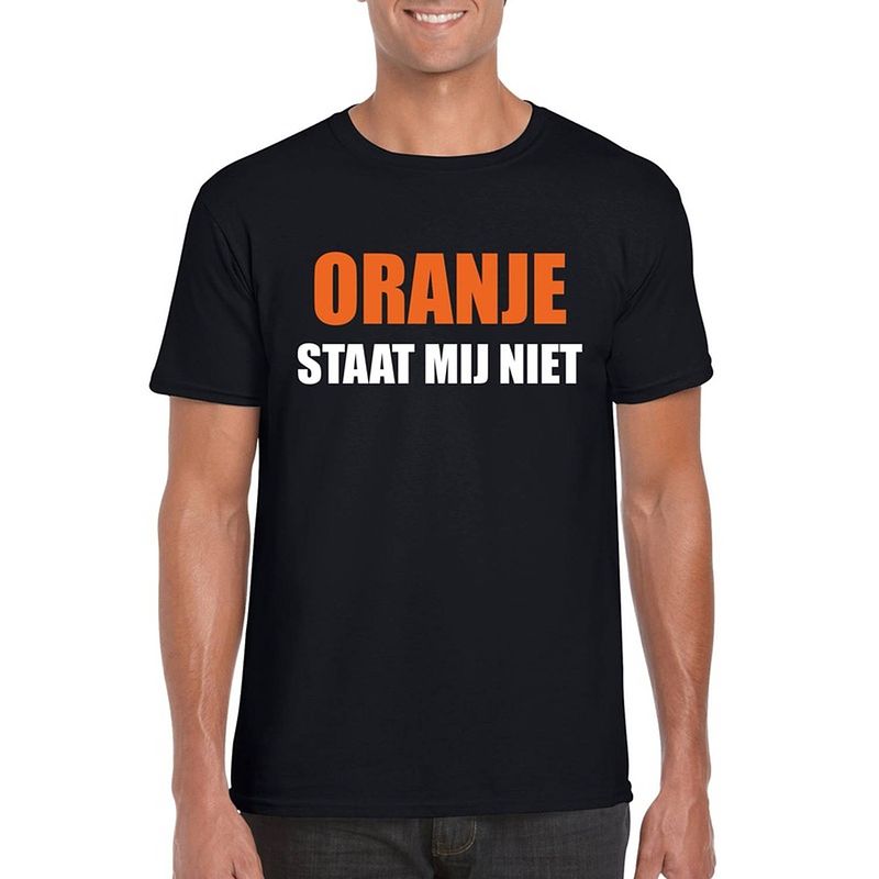 Foto van Oranje staat mij niet t-shirt zwart heren 2xl - feestshirts