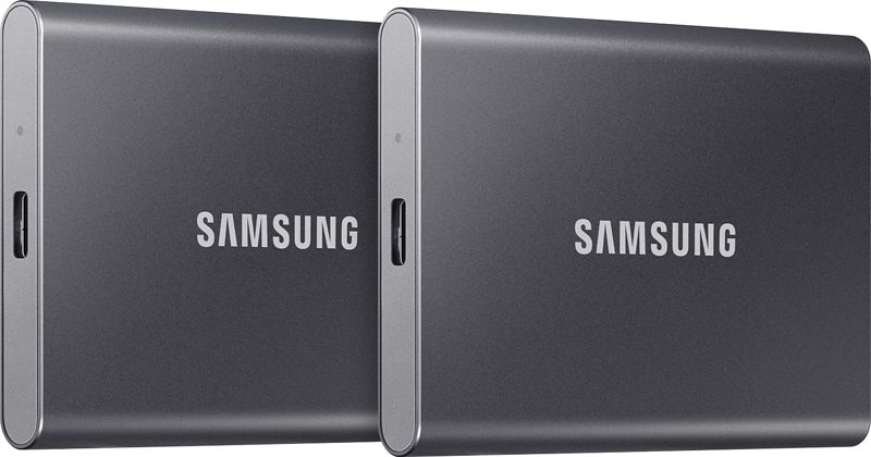 Foto van Samsung portable ssd t7 500gb grijs - duo pack