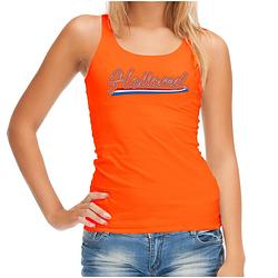 Foto van Oranje fan tanktop / kleding holland met nederlandse wimpel ek/ wk voor dames s - feestshirts