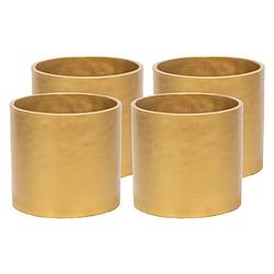 Foto van Plantenpot/bloempot - 4x - keramiek - goud - d11 x h10 cm - plantenpotten