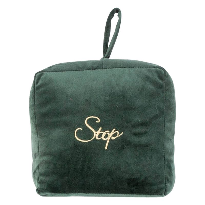 Foto van Cosy & trendy deurstopper - velvet - 1.4 kg - donkergroen - oppak lus - 16 x 6.5 x 17 cm - deurstoppers