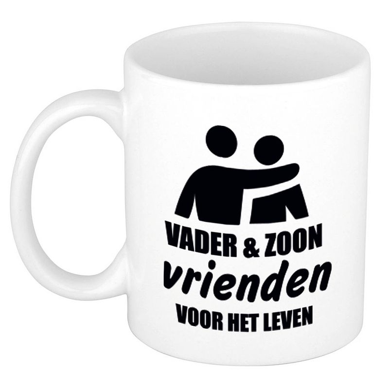 Foto van Vader en zoon cadeau koffiemok / theebeker wit 330 ml - cadeau mokken / vaderdag - feest mokken