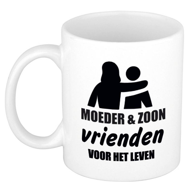 Foto van Moeder en zoon cadeau koffiemok / theebeker wit 330 ml - cadeau mokken / moederdag - feest mokken