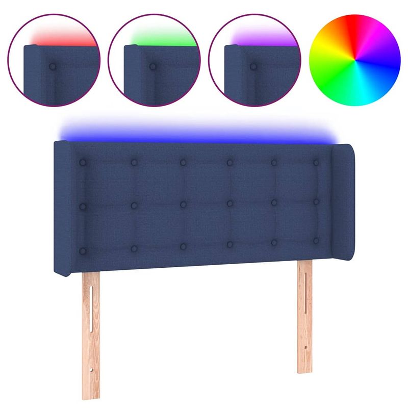 Foto van The living store hoofdbord led - blauw - 93x16x78/88 cm - verstelbare hoogte