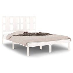 Foto van The living store houten bedframe - grenenhout - 205.5 x 125.5 x 100 cm - wit